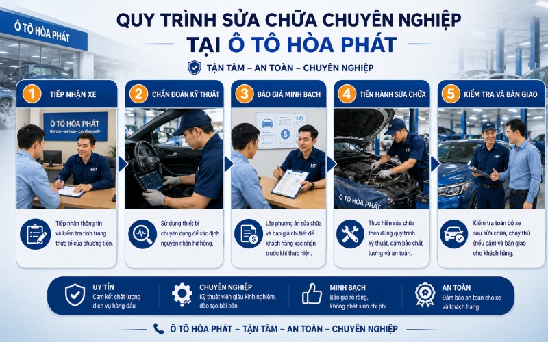 Quy trình sửa chữa chuyên nghiệp tại Ô tô Hòa Phát